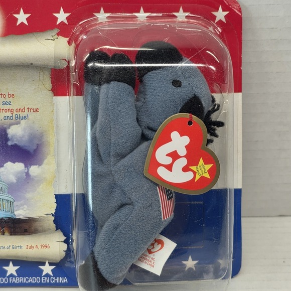 Beanie Baby Lefty the Donkey McDonald's American Trio 2000 USA‎ Flag New NIP - Picture 2 of 6
